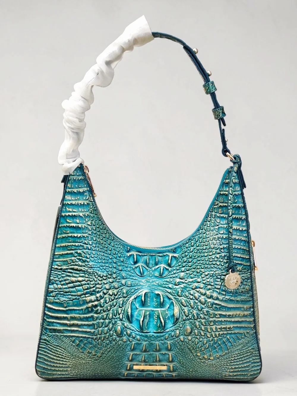 BRAHMIN Jungle Jewel Teal Green Croc-Embossed Lea. w/Matching Wallet NWT